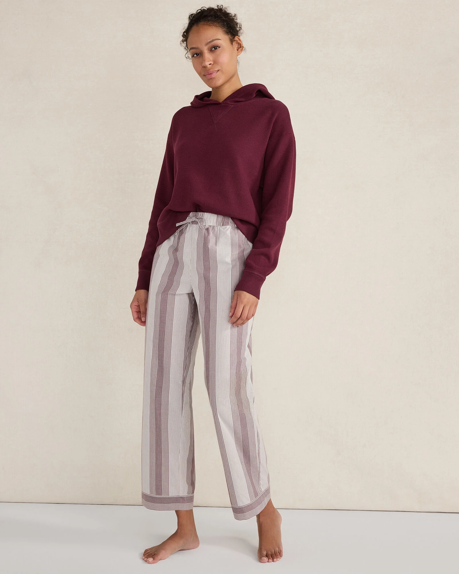 Organic Cotton Poplin Faded Stripe Pajama Pants