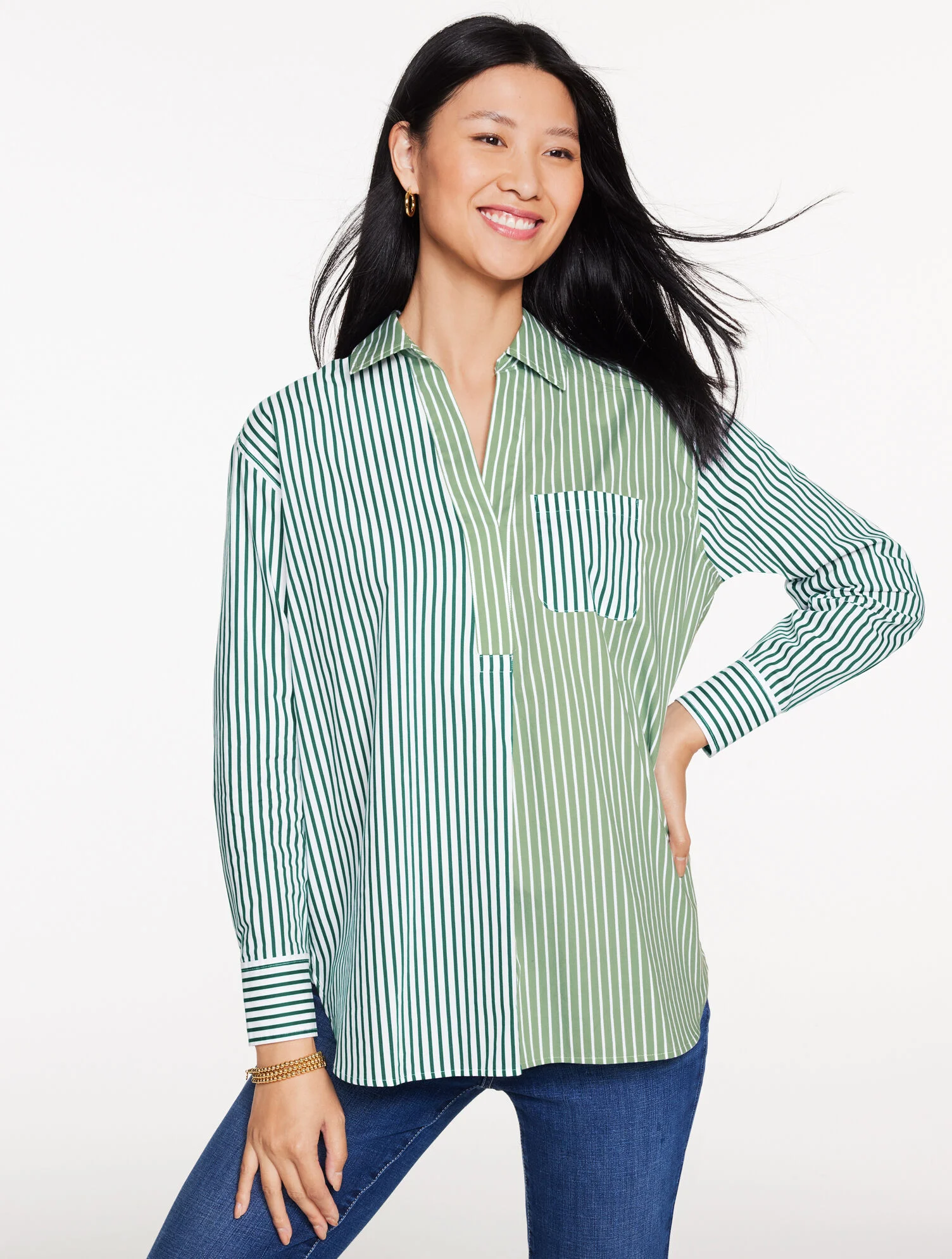 Poplin Top - Tailored Stripe