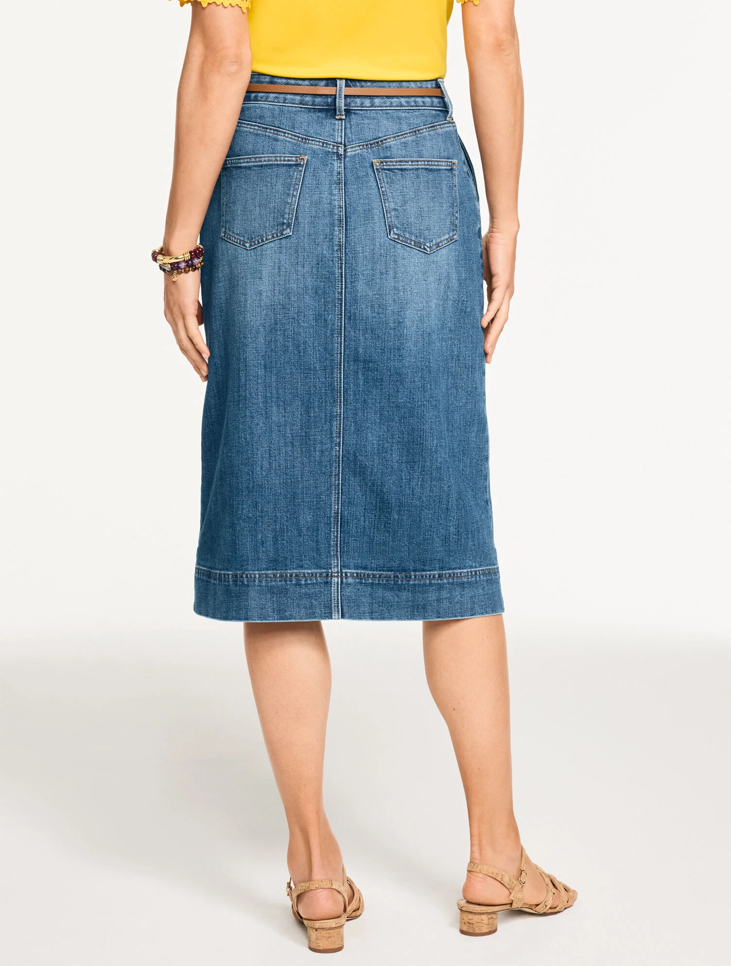 Denim A-line Midi Skirt - Cardiff Wash
