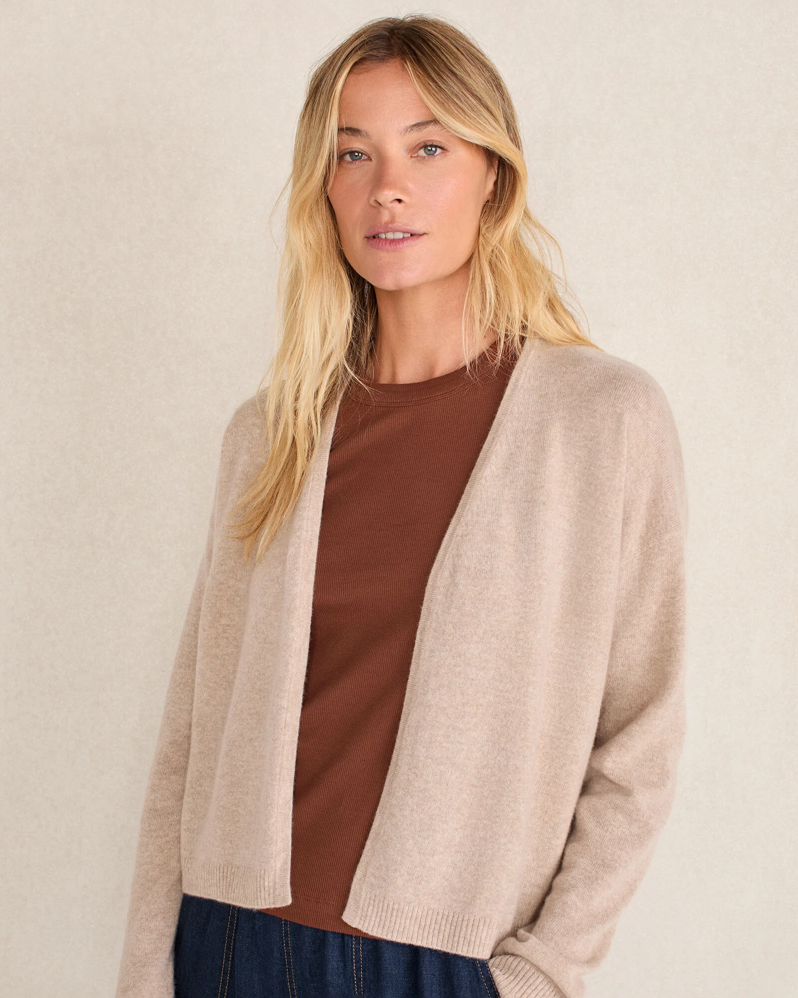 Cashmere Open Front Cardigan