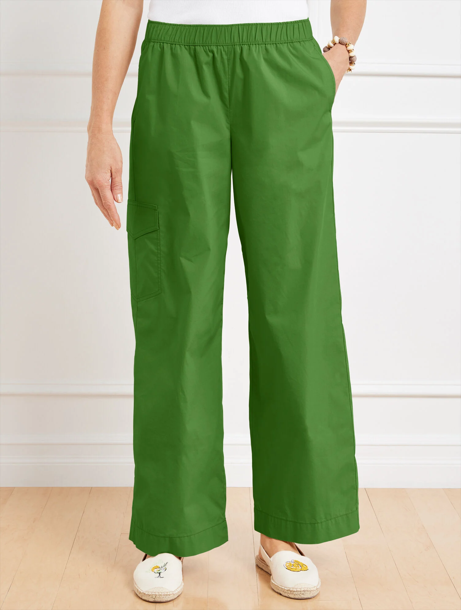 Wide Leg Cargo Poplin Pants