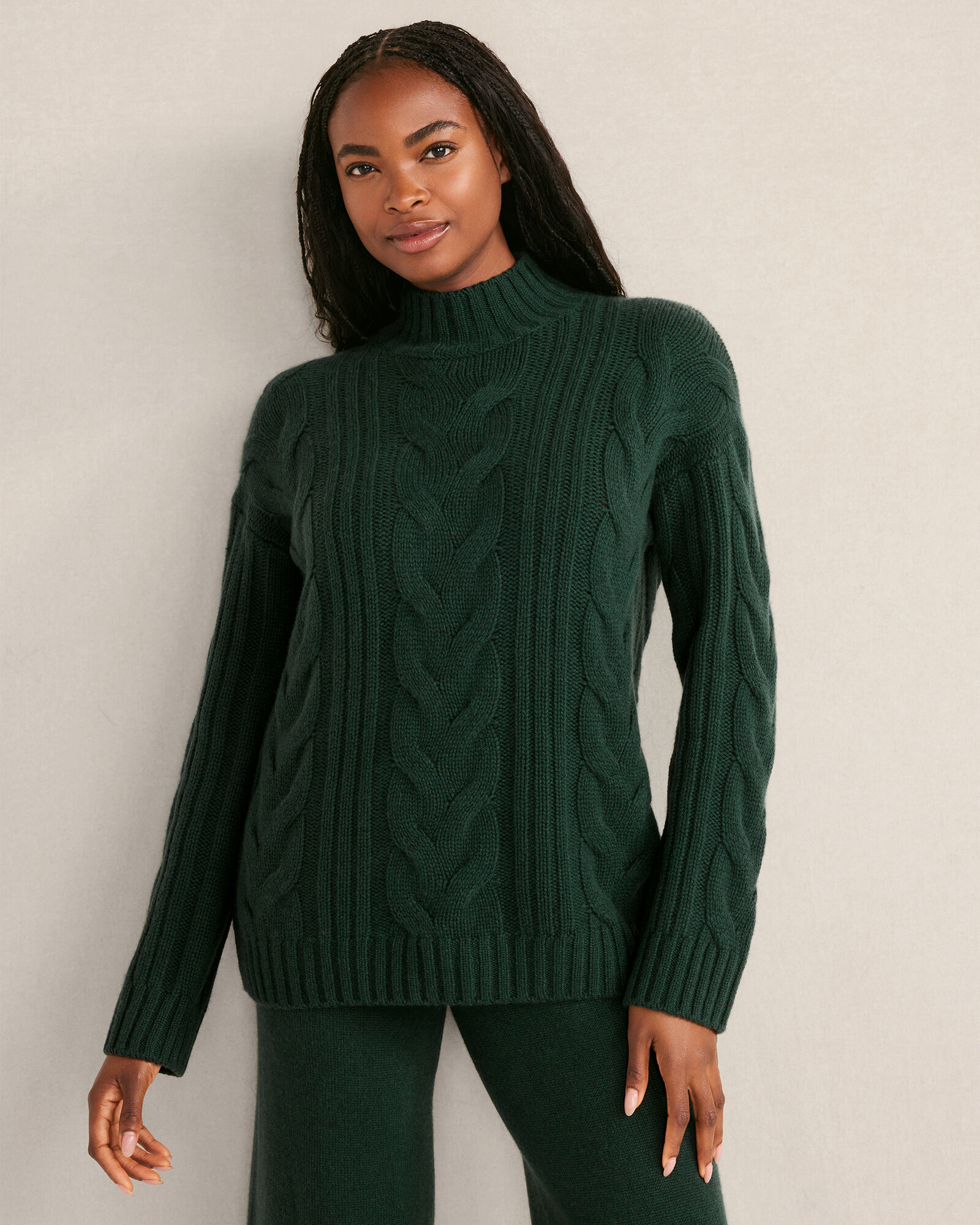 Cashmere Cable Mockneck Sweater