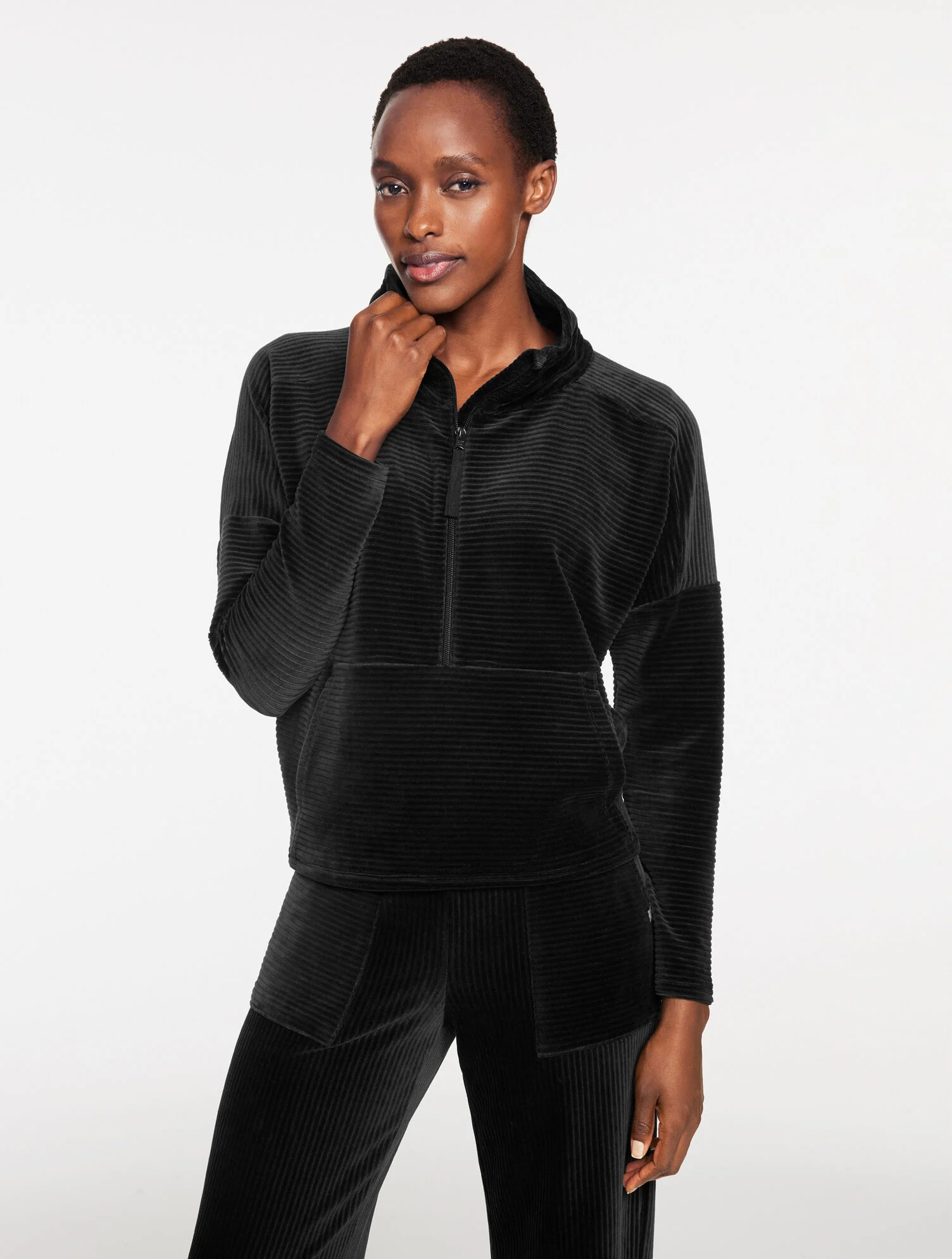 Sky Lounge Velour Half-Zip Pullover