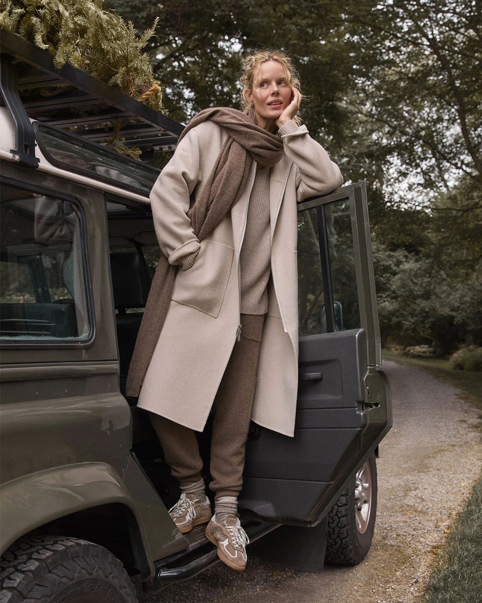 Wool Blend Funnel Neck Coat