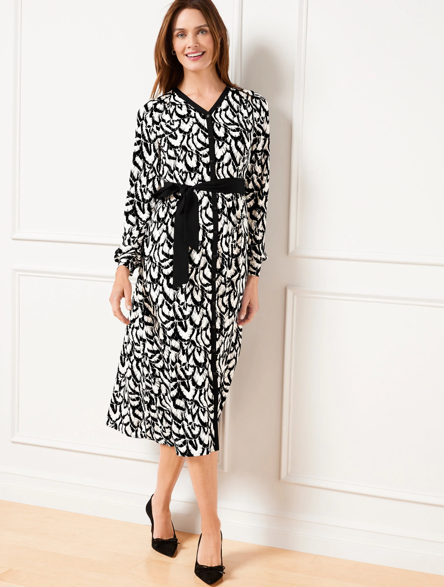 Stretch Crepe Midi Dress - Gathered Feathers