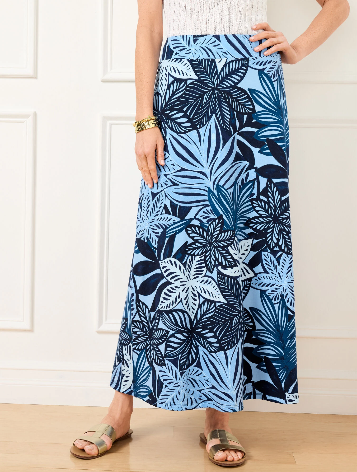 Jersey Maxi Skirt - Watercolor Botanical