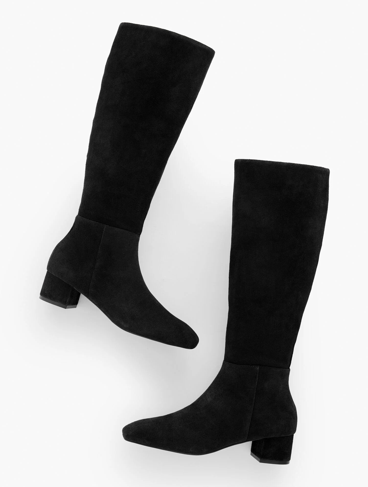 Perla Tall Suede Block Heel Boots- Extended Calf