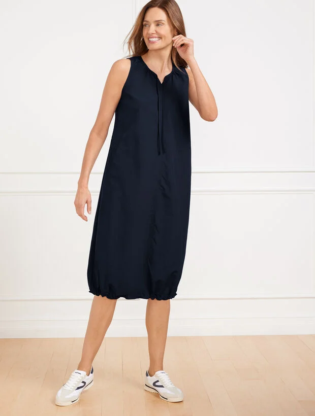 Crinkle Weave Bungee Hem Dress