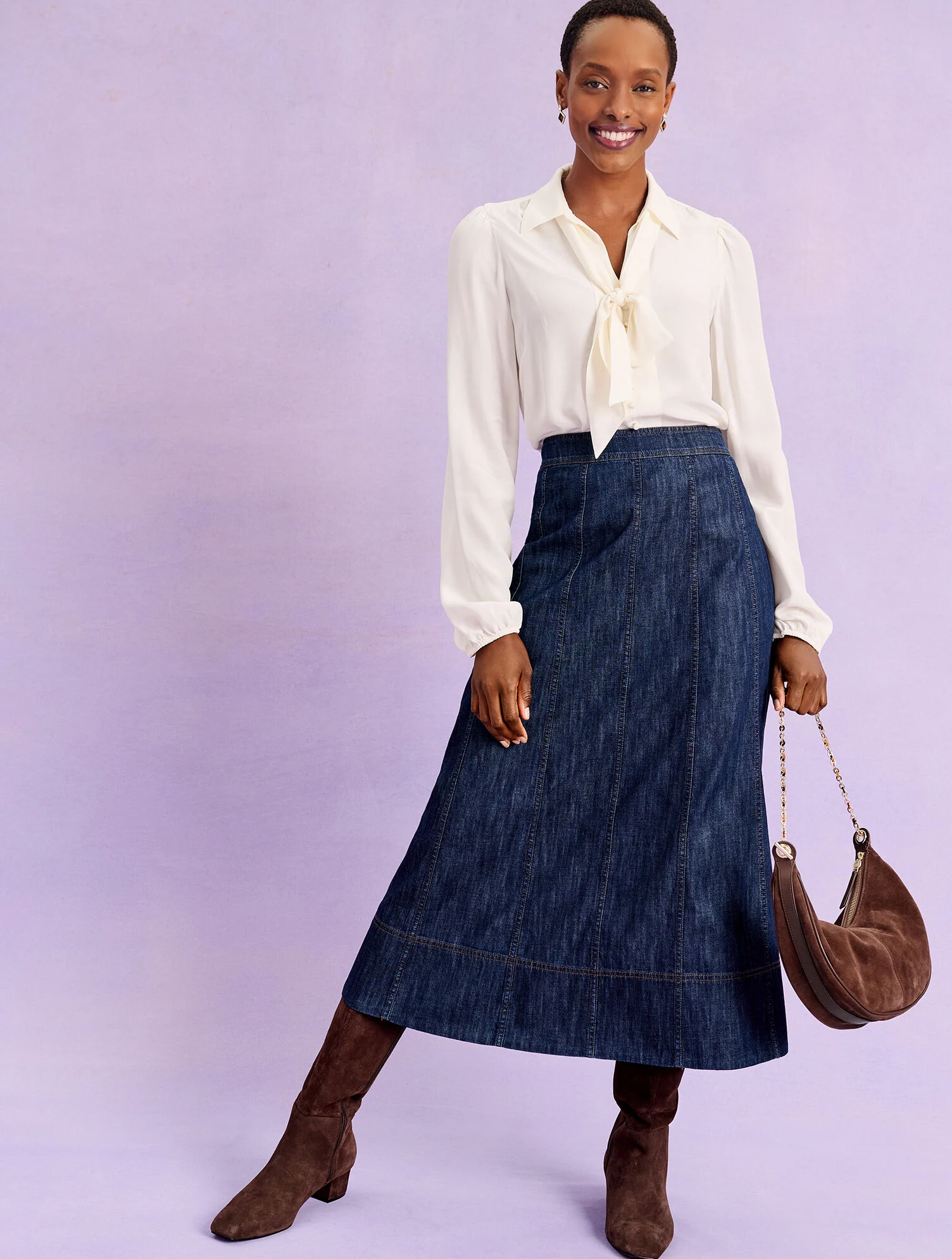 Denim Fit & Flare Skirt - Harbor Wash
