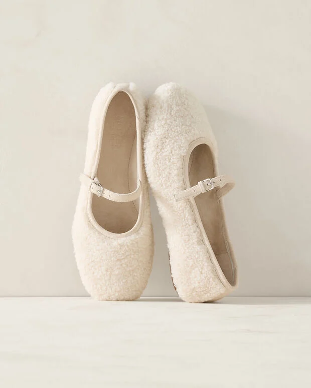 Sherpa Mary Jane Ballet Flats