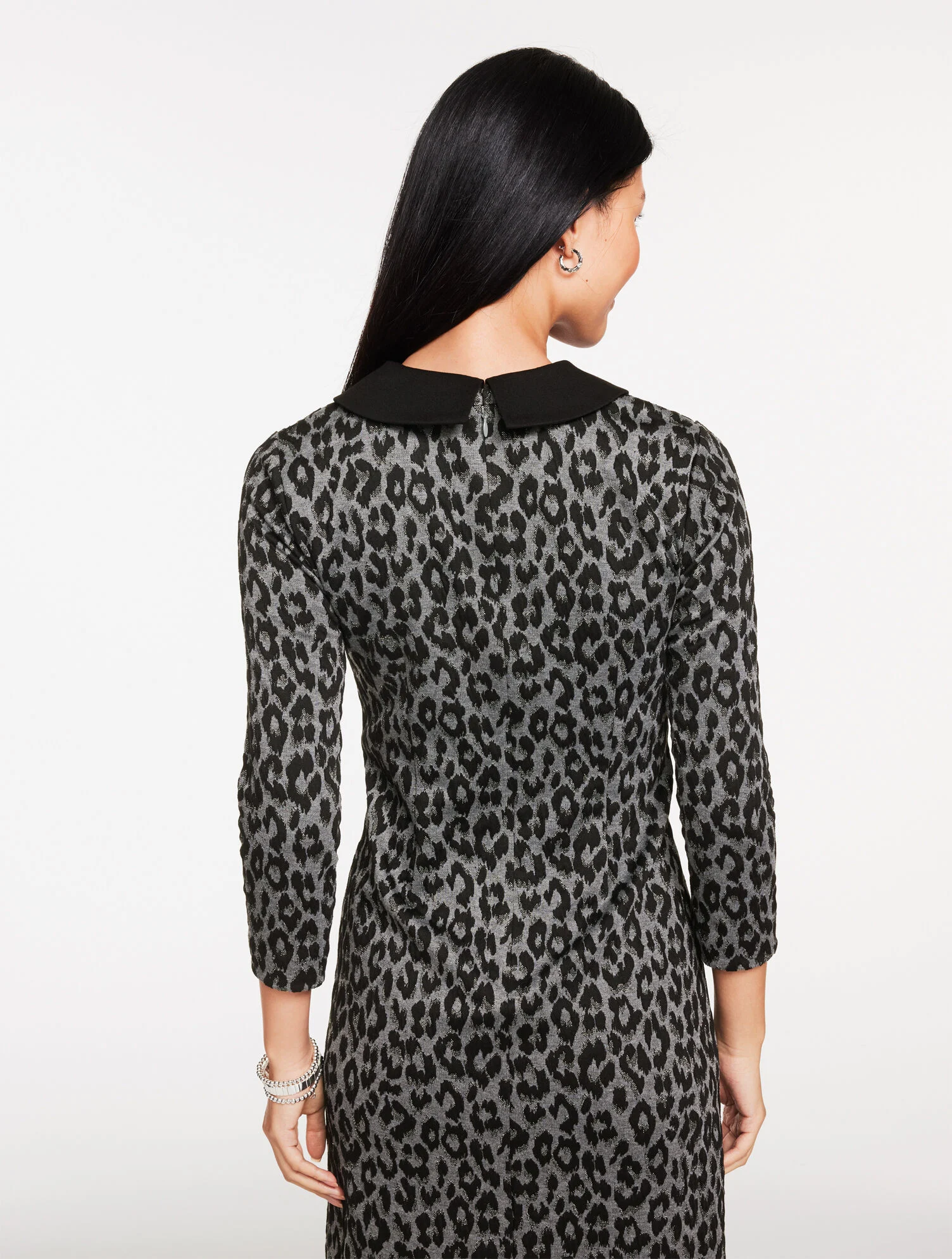 Jacquard Shift Dress - Snow Leopard