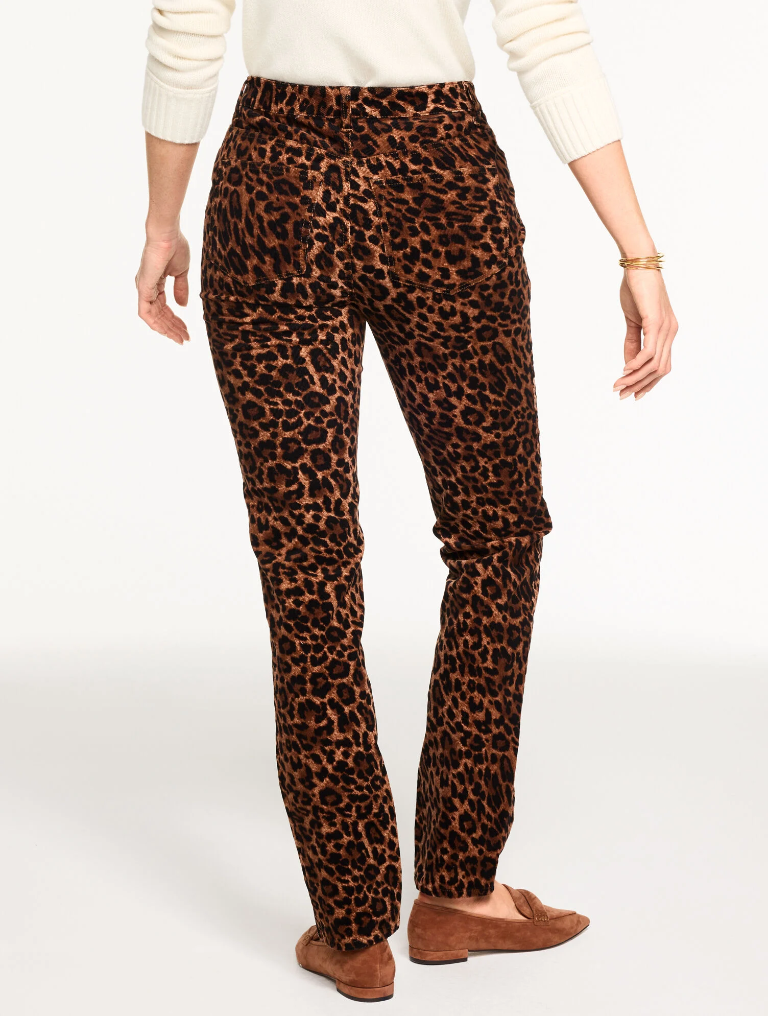 Straight Leg Stretch Corduroy Pants - Spectacular Animal - Curvy Fit