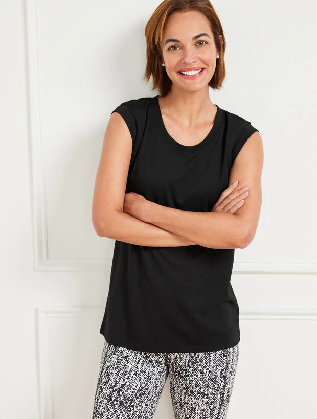 Light Ponte Scoop Neck Tee