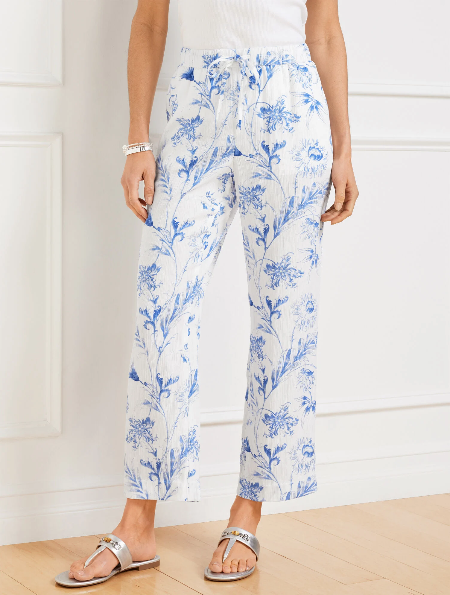 Straight Ankle Pants - Ocean Flora