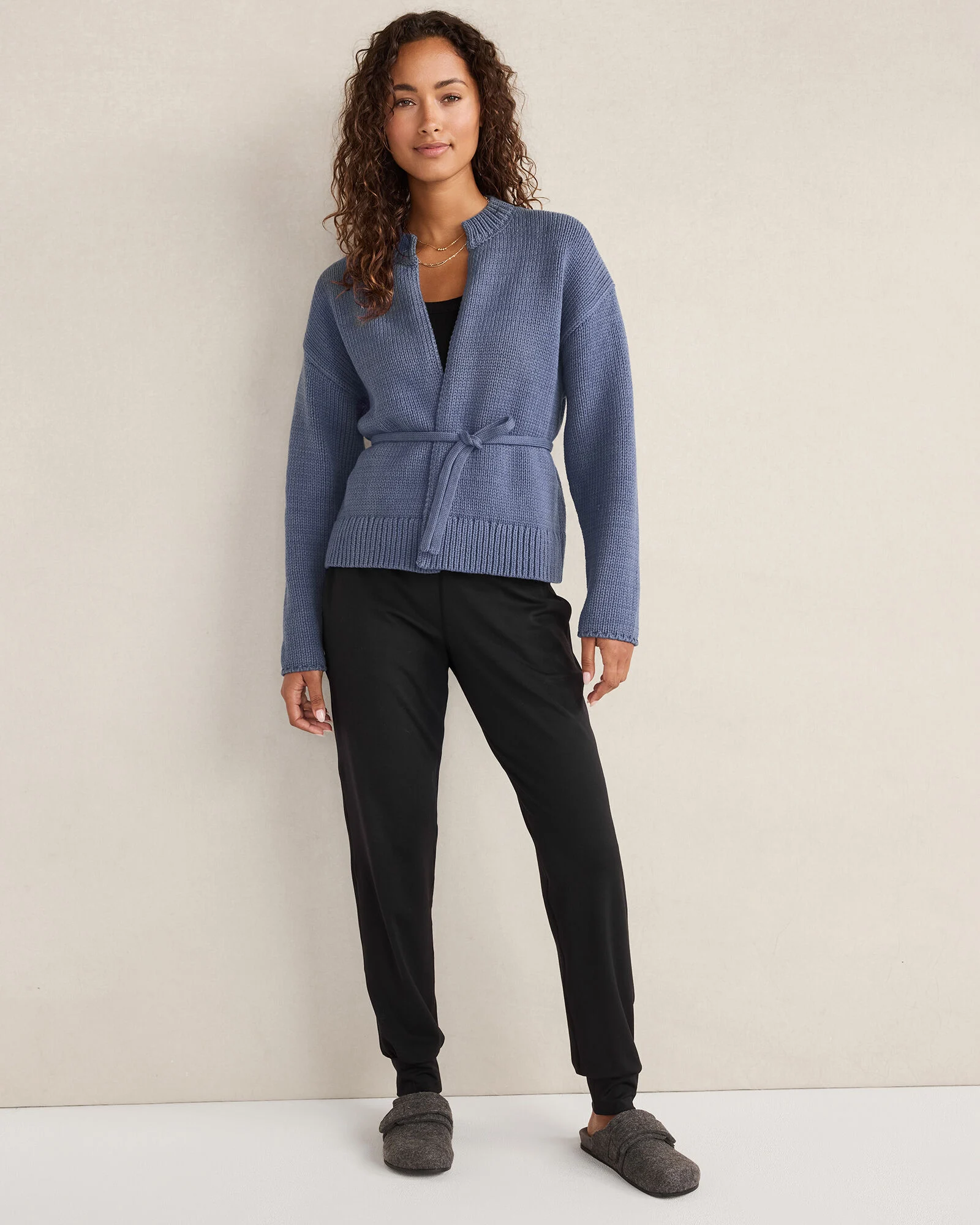 Chunky Cotton Blend Belted Cardigan