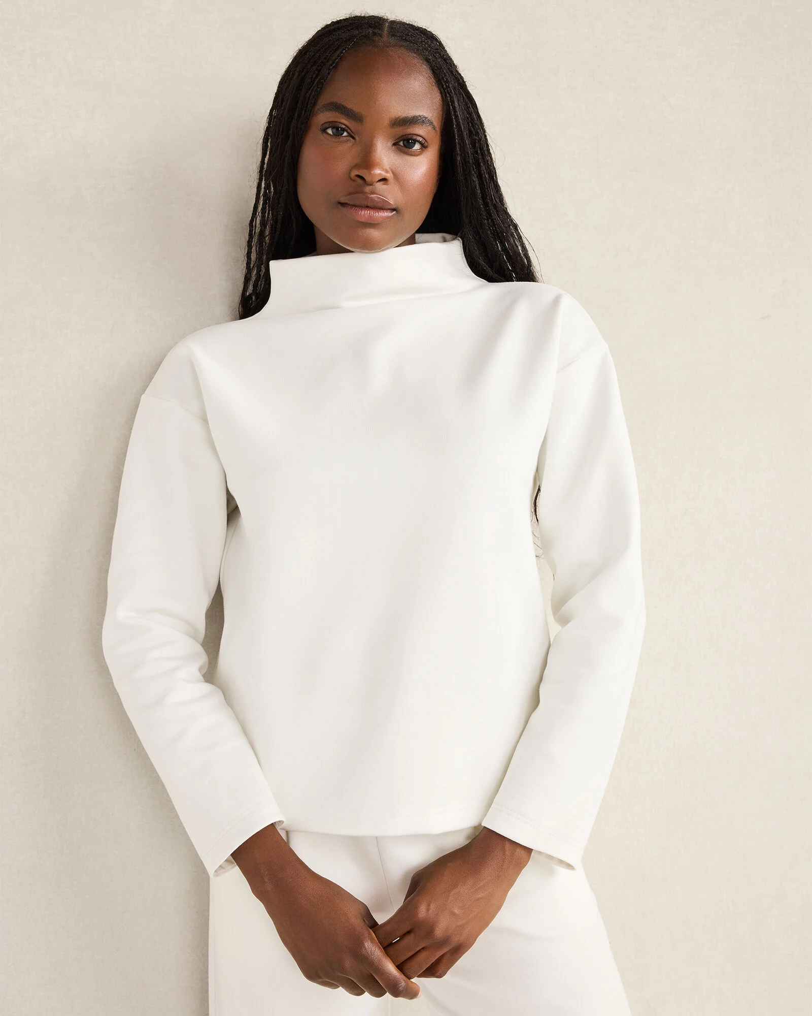 Soft-Brushed Fleece Funnel Neck Pullover