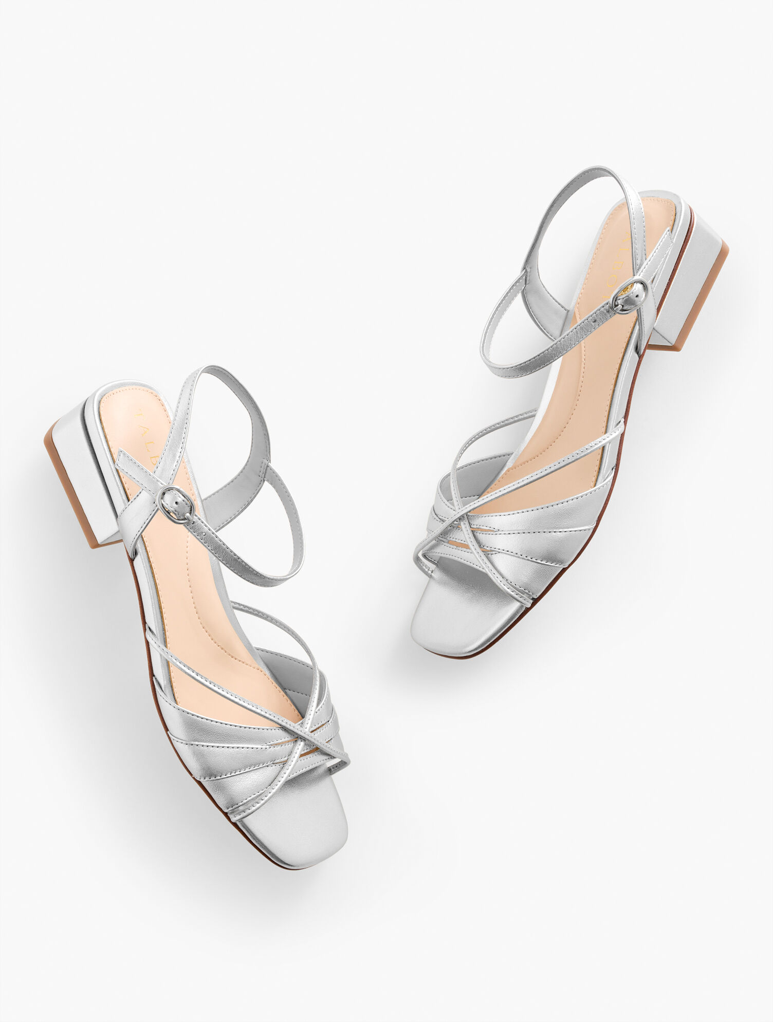 Viv Strappy Metallic Nappa Block Heel Sandals