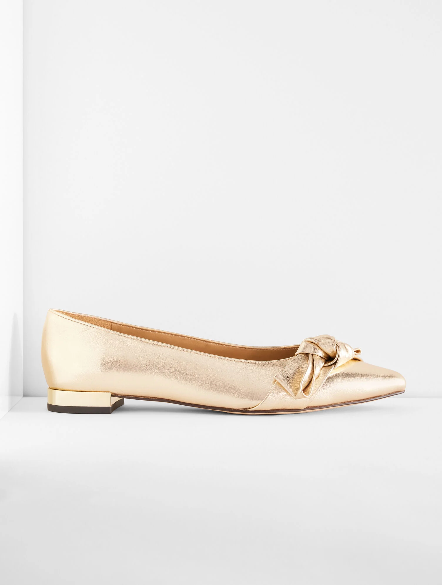Portia Bow Metallic Leather Flats
