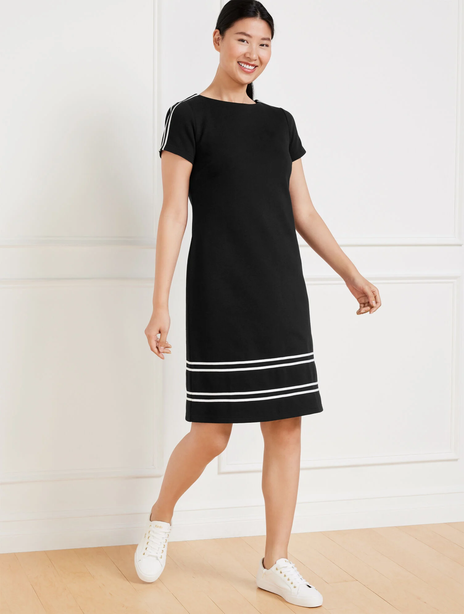 Piqué Crewneck Dress - Contrast Stripe