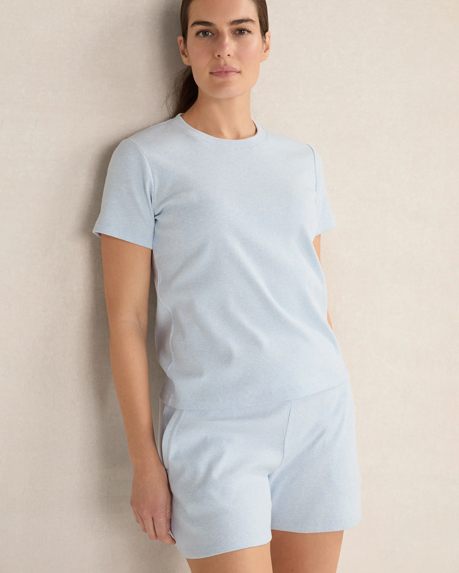 Organic Cotton Rib Knit Short Sleeve Tee