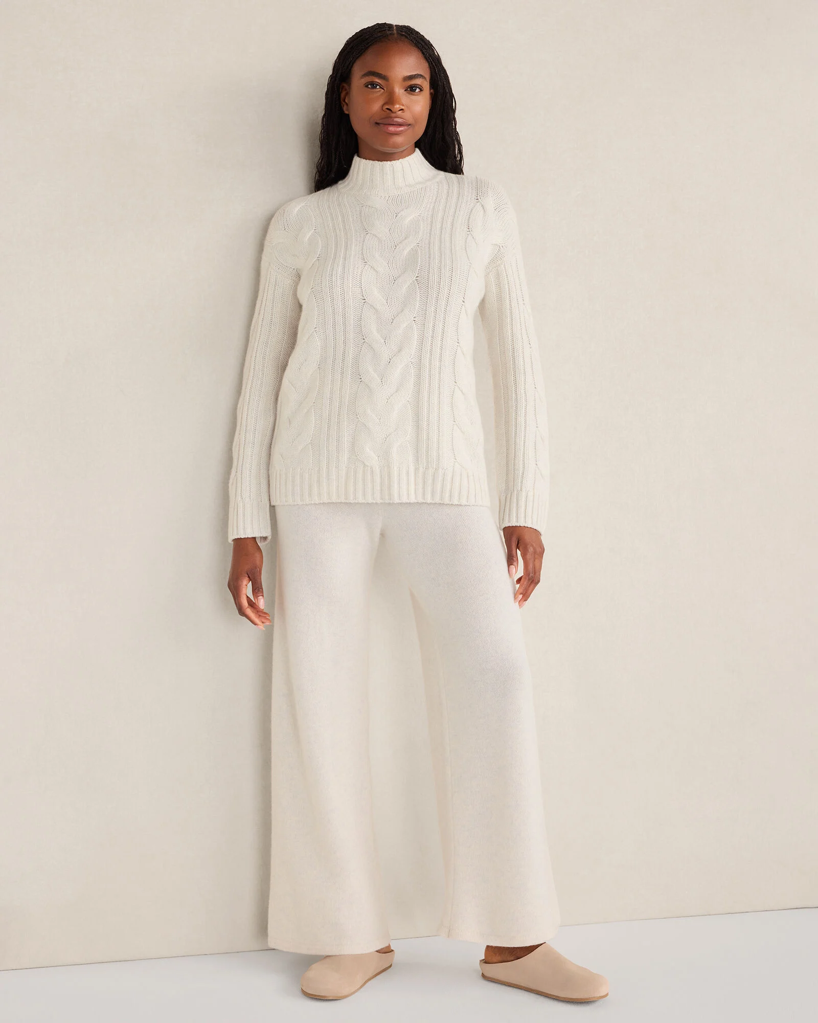 Cashmere Cable Mockneck Sweater