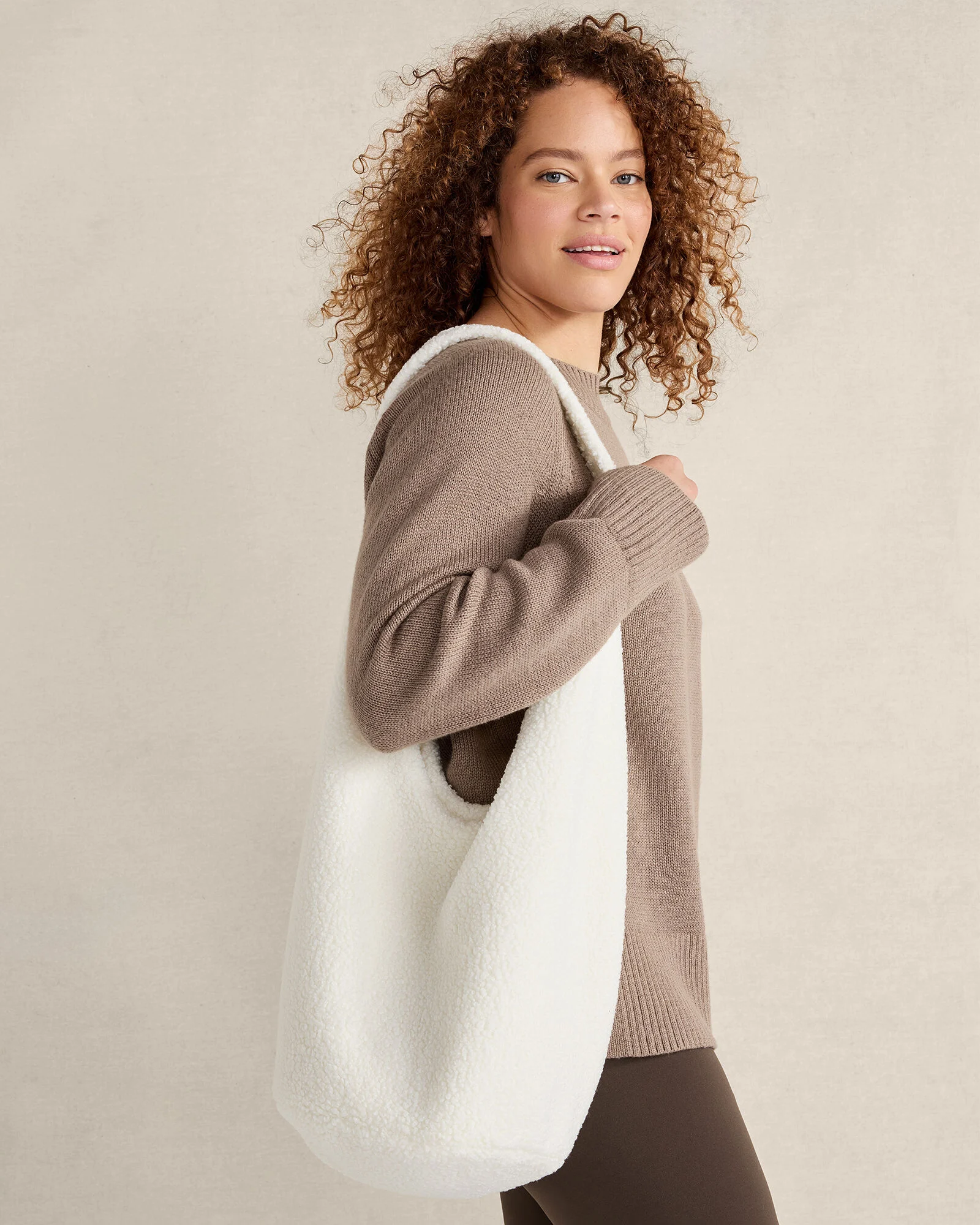 Curly Sherpa Bucket Tote