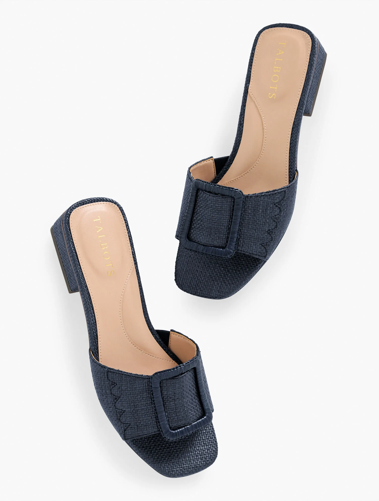 Viv Buckle Raffia Slides