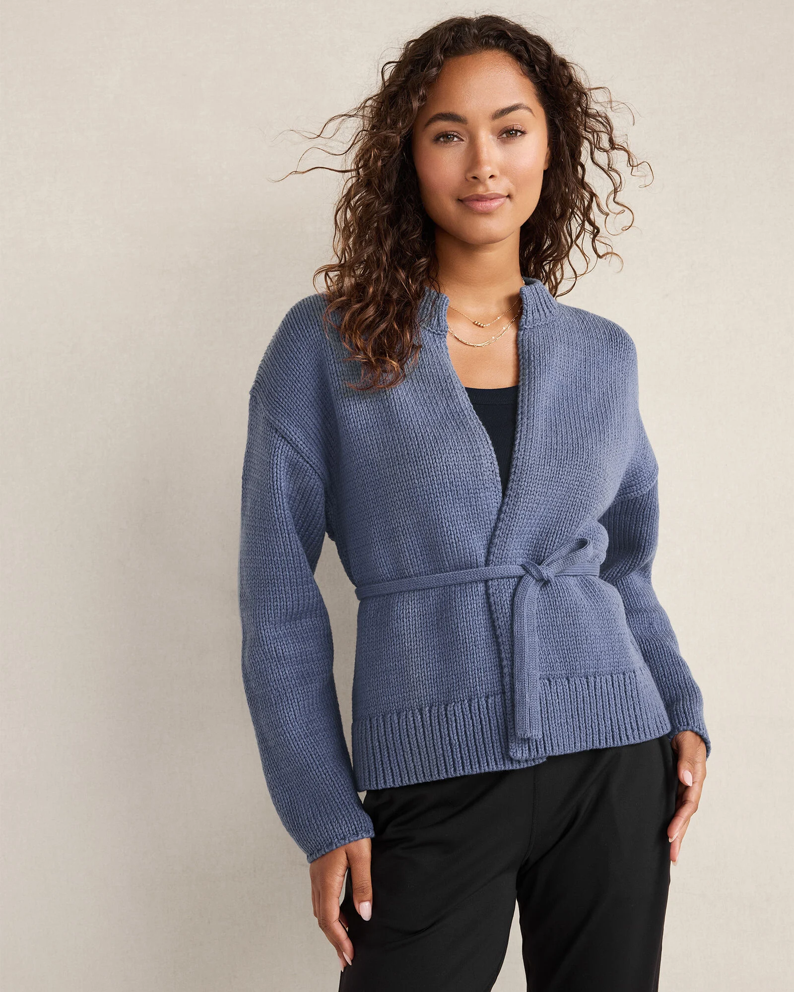 Chunky Cotton Blend Belted Cardigan