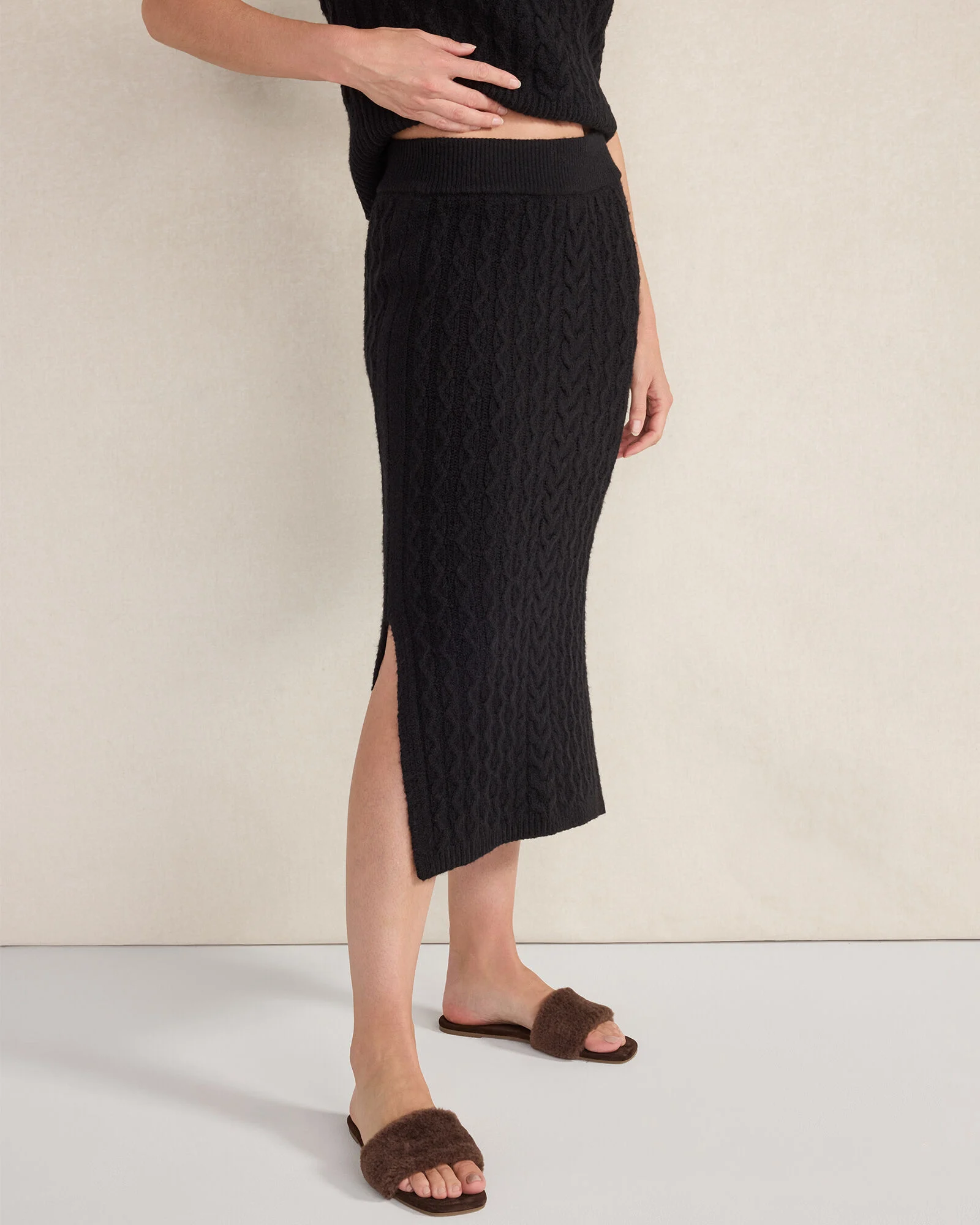 Organic Cotton Blend Cable Midi Skirt