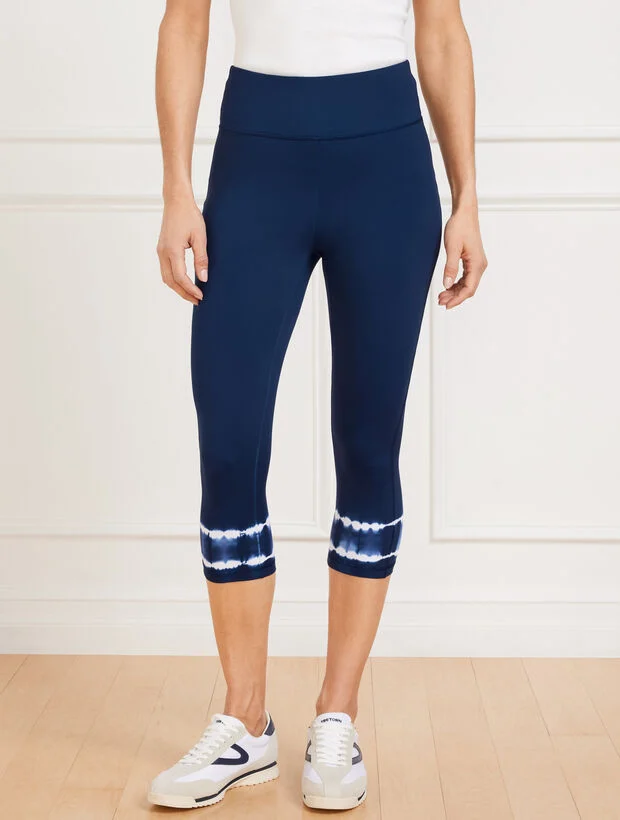 Performance Interlock Capri Leggings - Aurora Lines