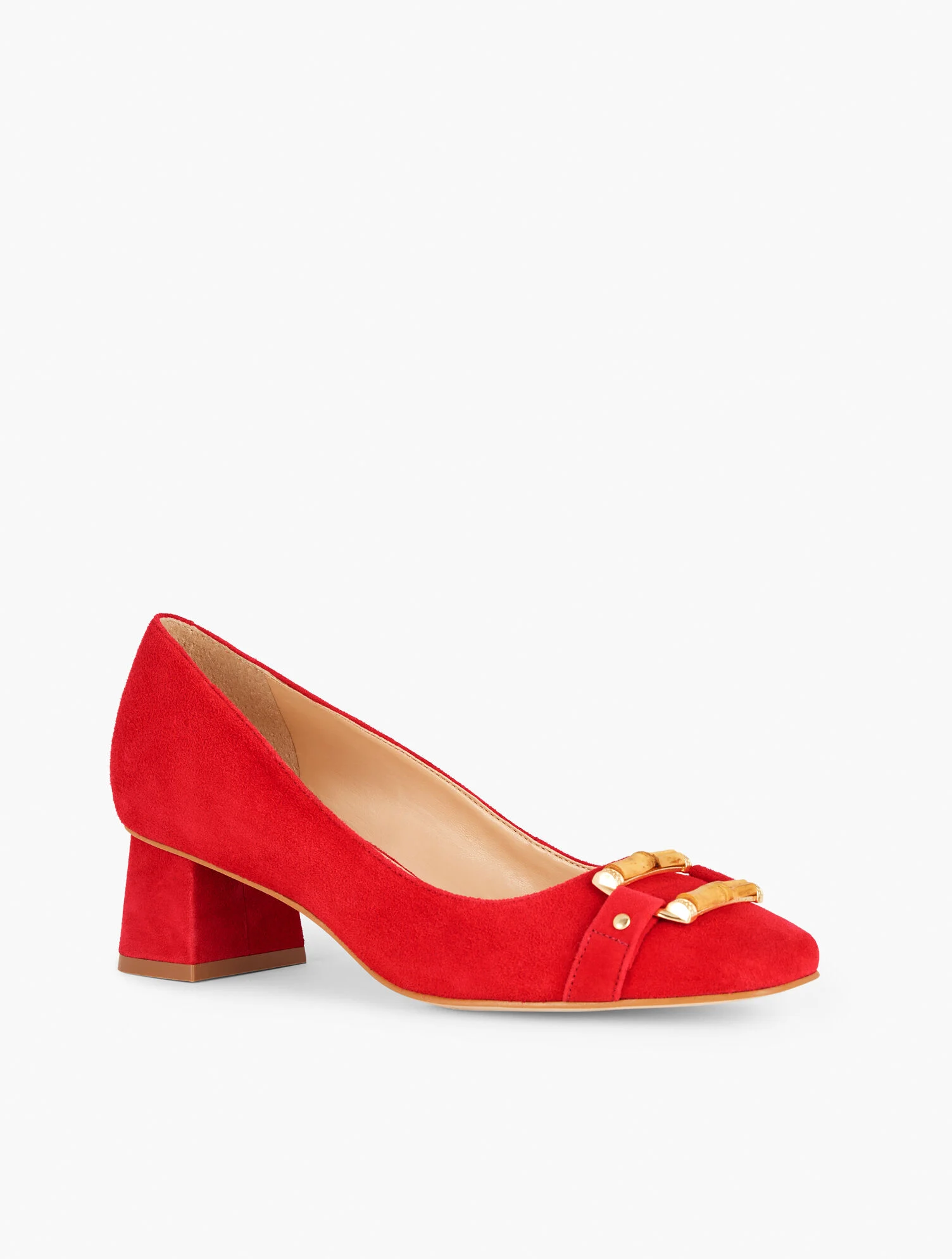 Carlye Bamboo Buckle Suede Pumps