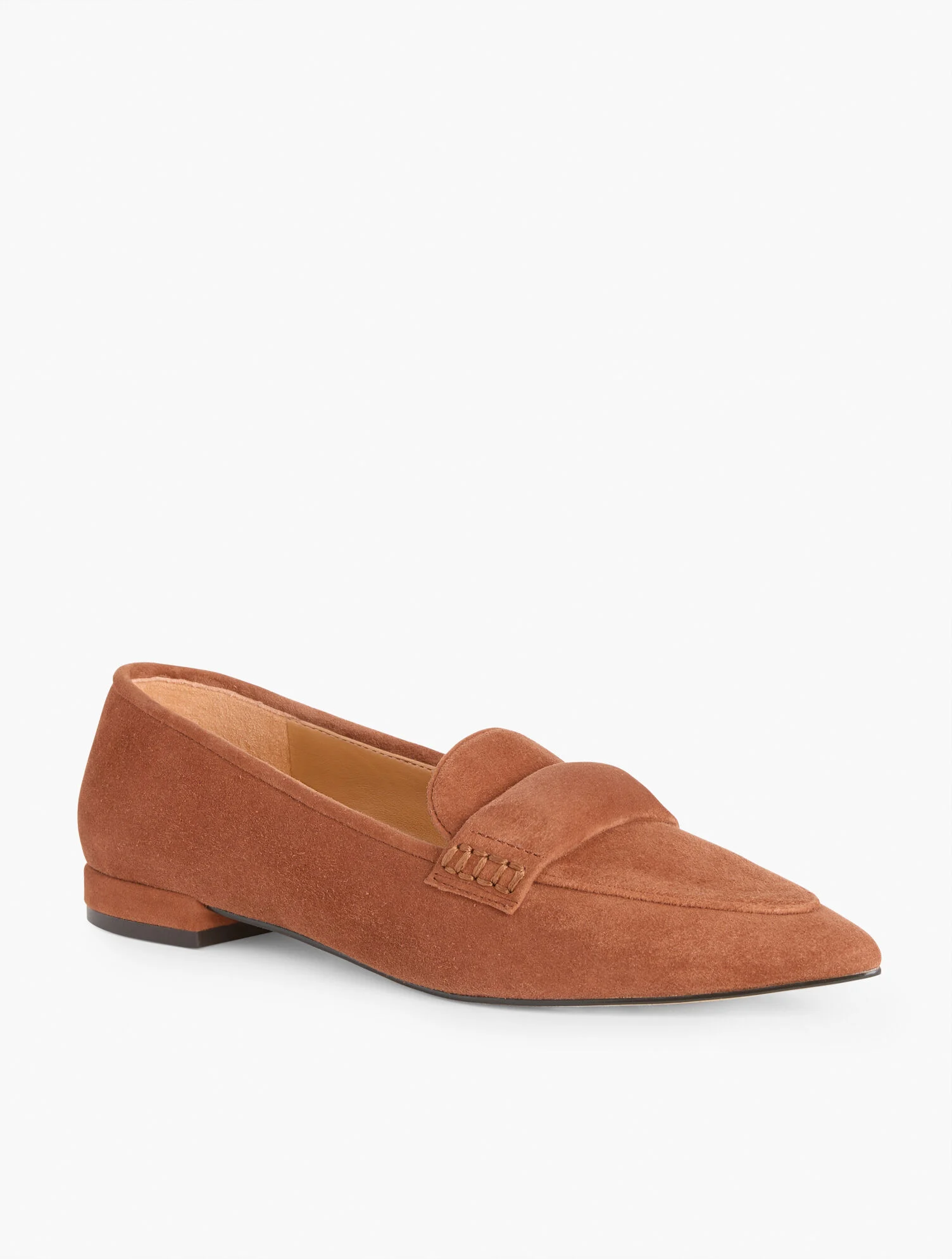Scarlet Suede Pointed Toe Loafers