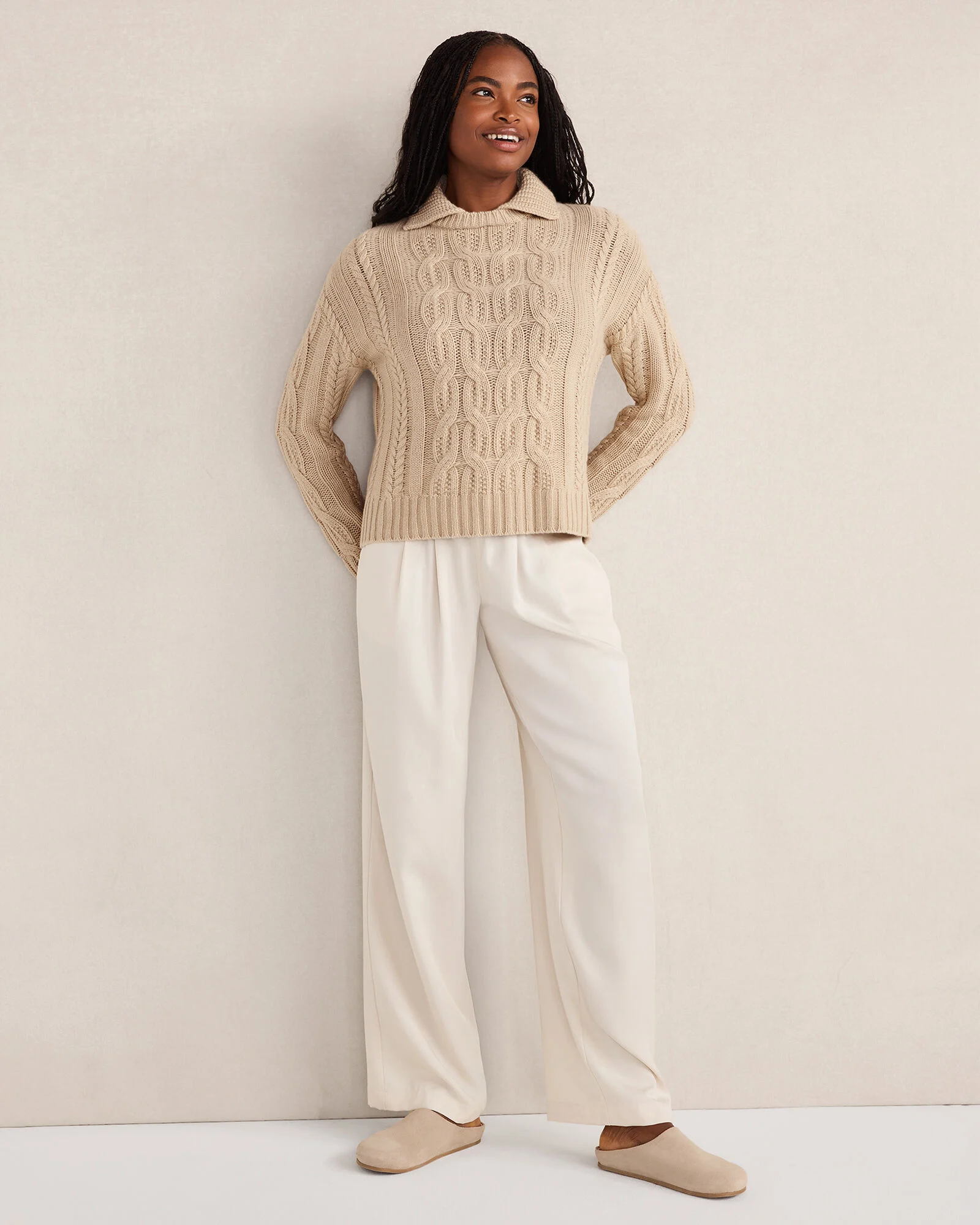 Cashmere Cable Collared Sweater
