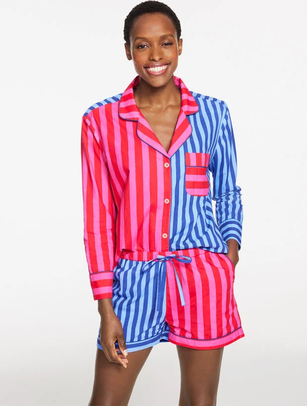 Printfresh Poplin Short Sleep Set - Mixed Stripe
