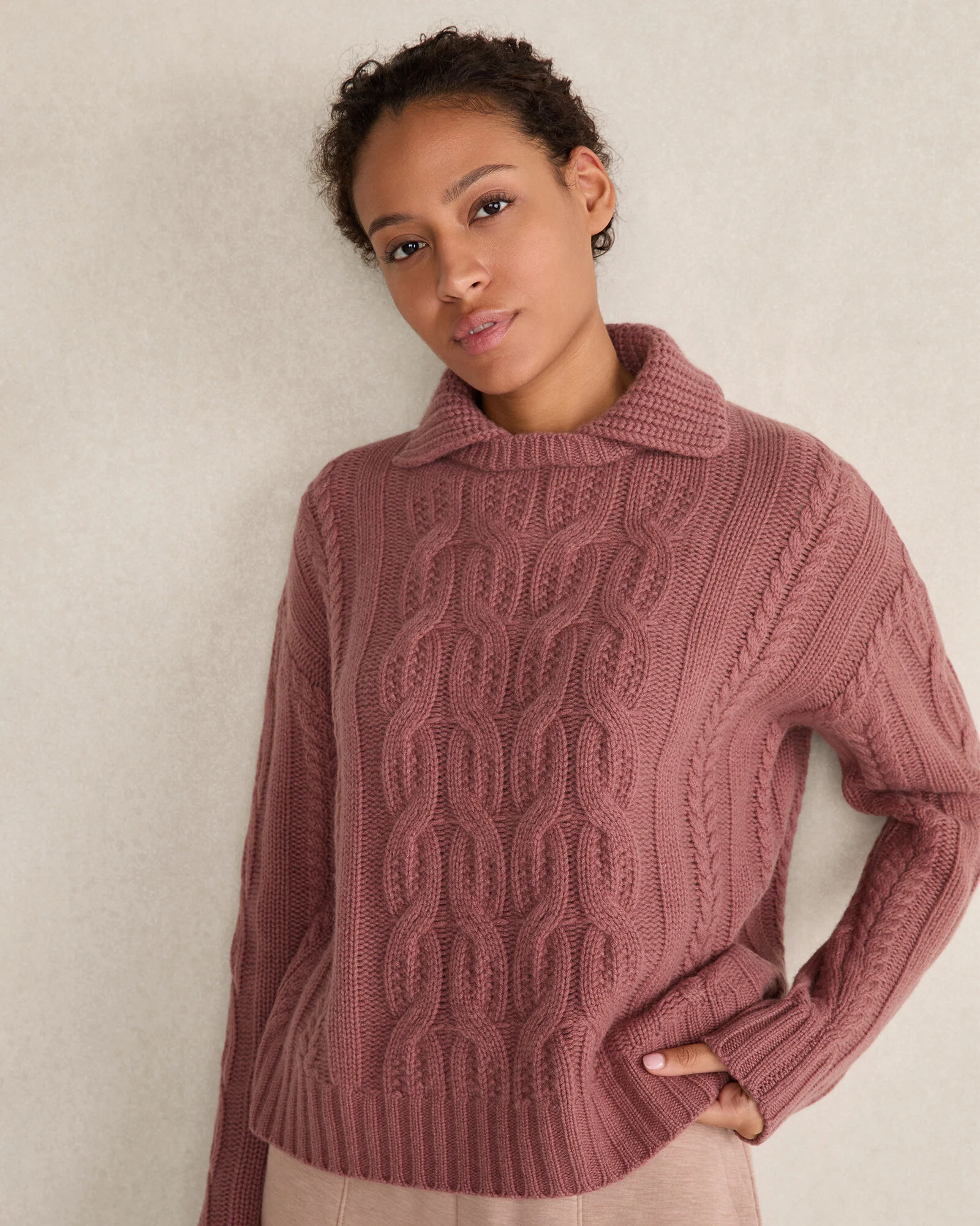 Cashmere Cable Collared Sweater