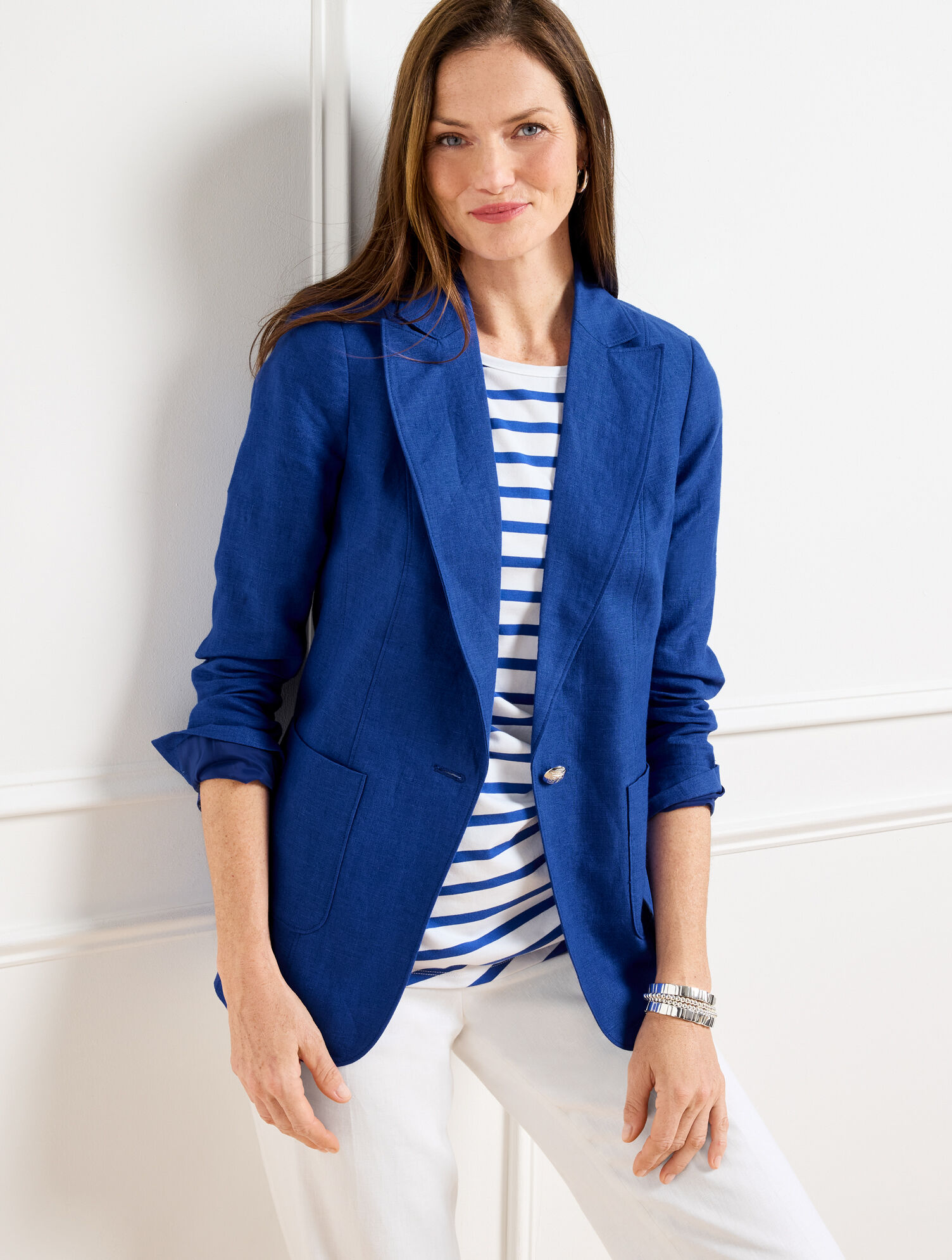 Tailored Seaming Linen Blazer