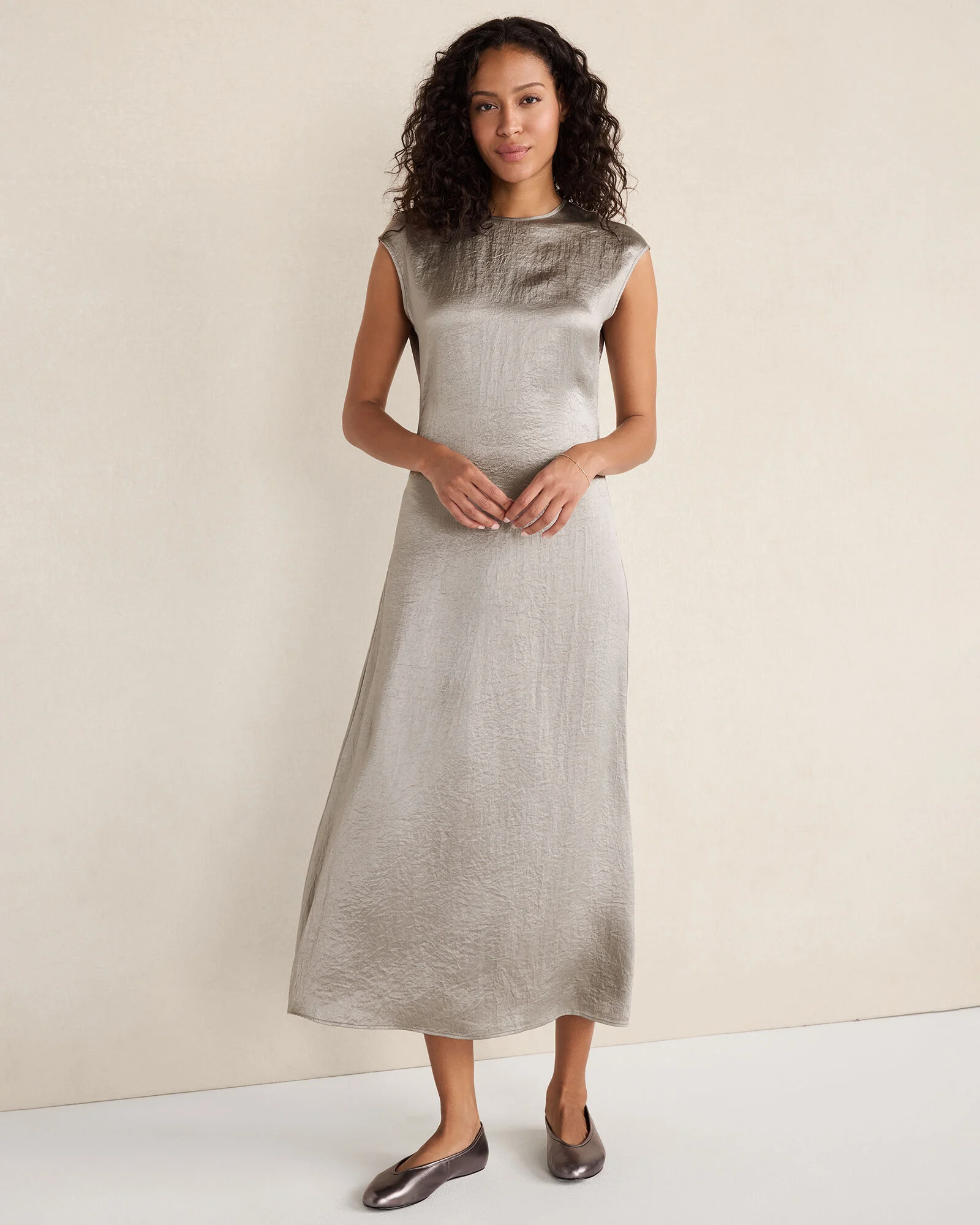 Luxe Crinkle Shine Midi Dress