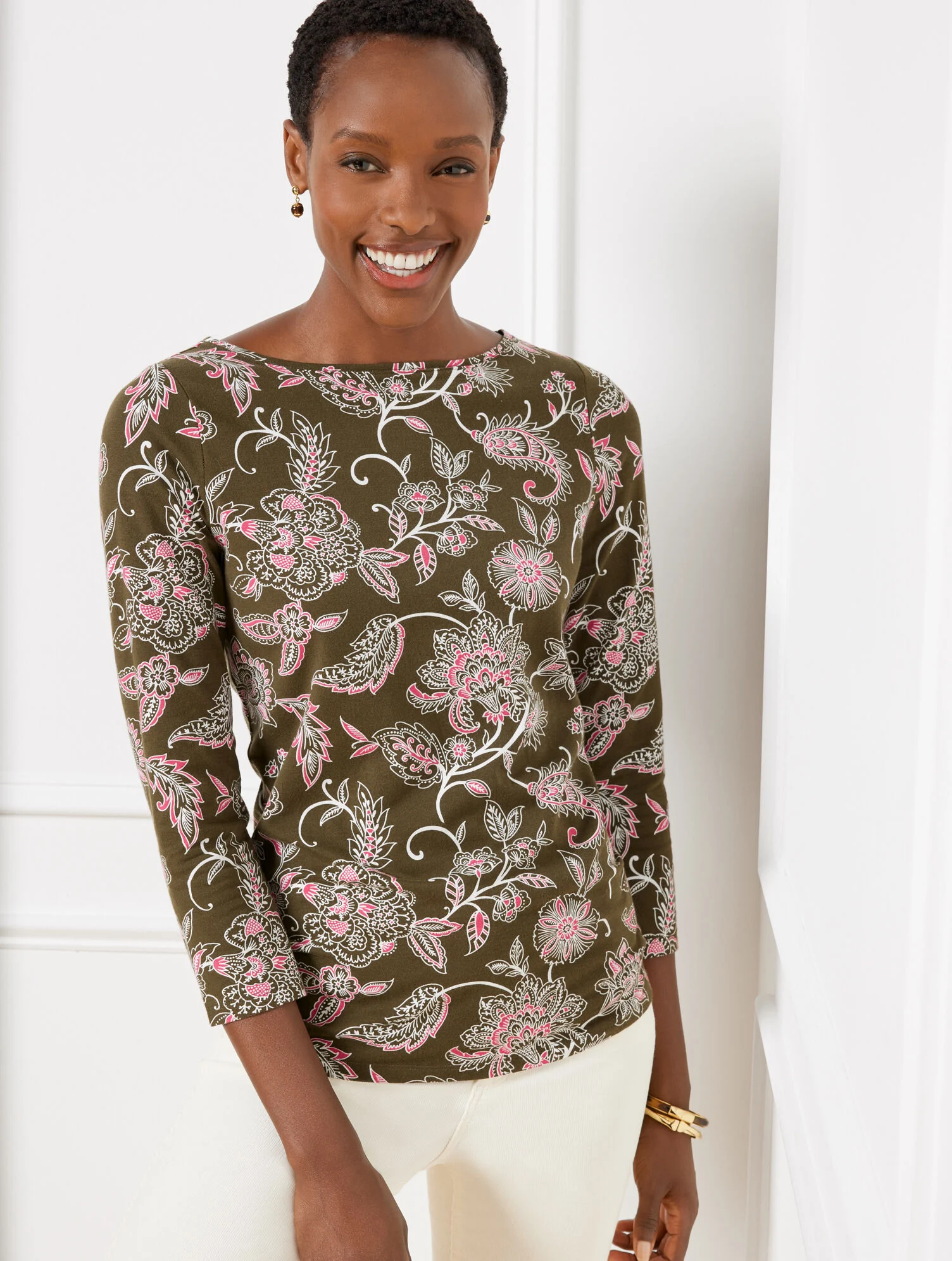 Bateau Neck Tee - Ornate Jacobean