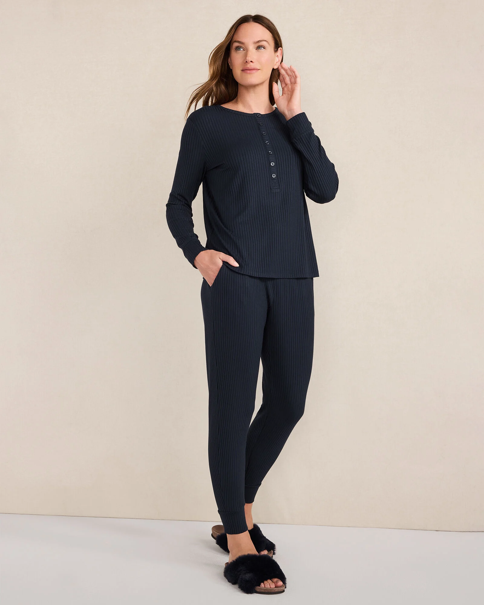 Drapey Rib Knit Joggers