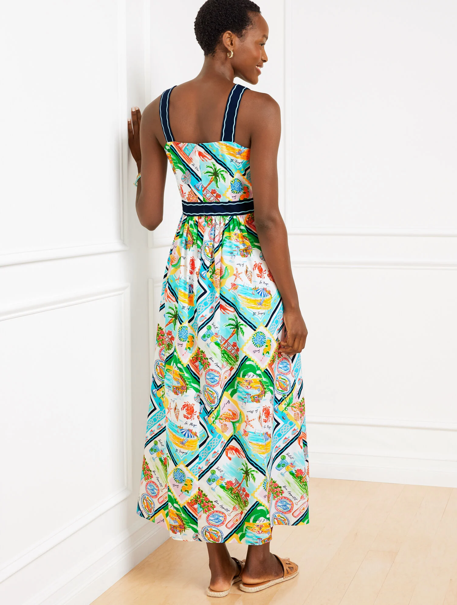 Modern Poplin Fit & Flare Dress - Summer Vista