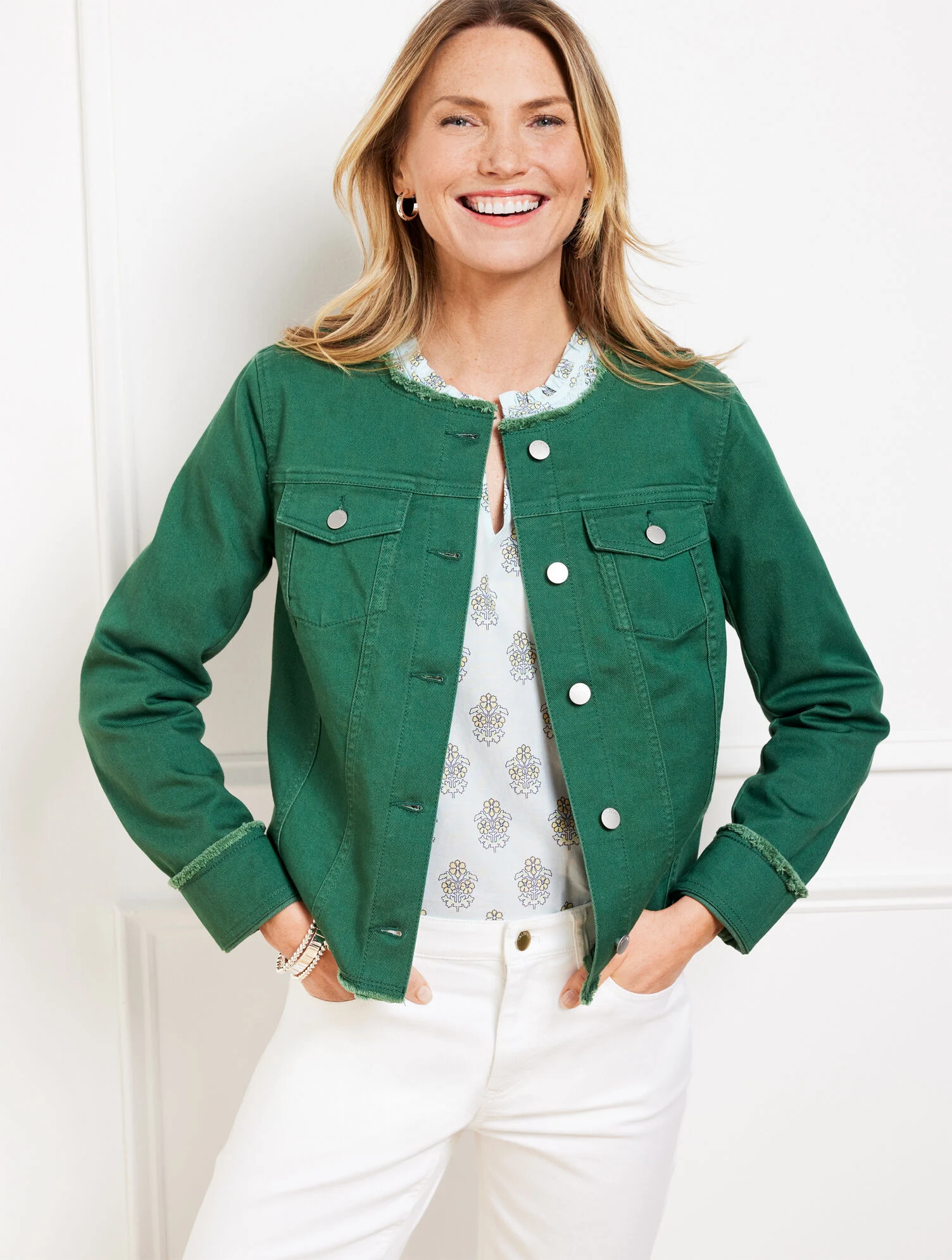 Collarless Jean Jacket