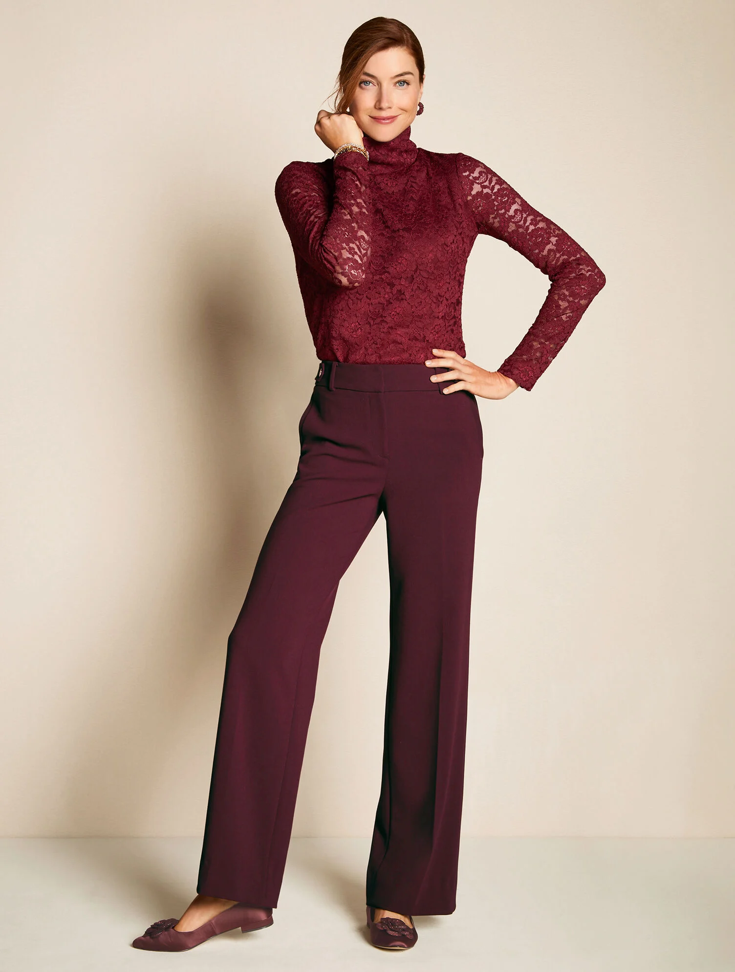 Lace Turtleneck Pullover