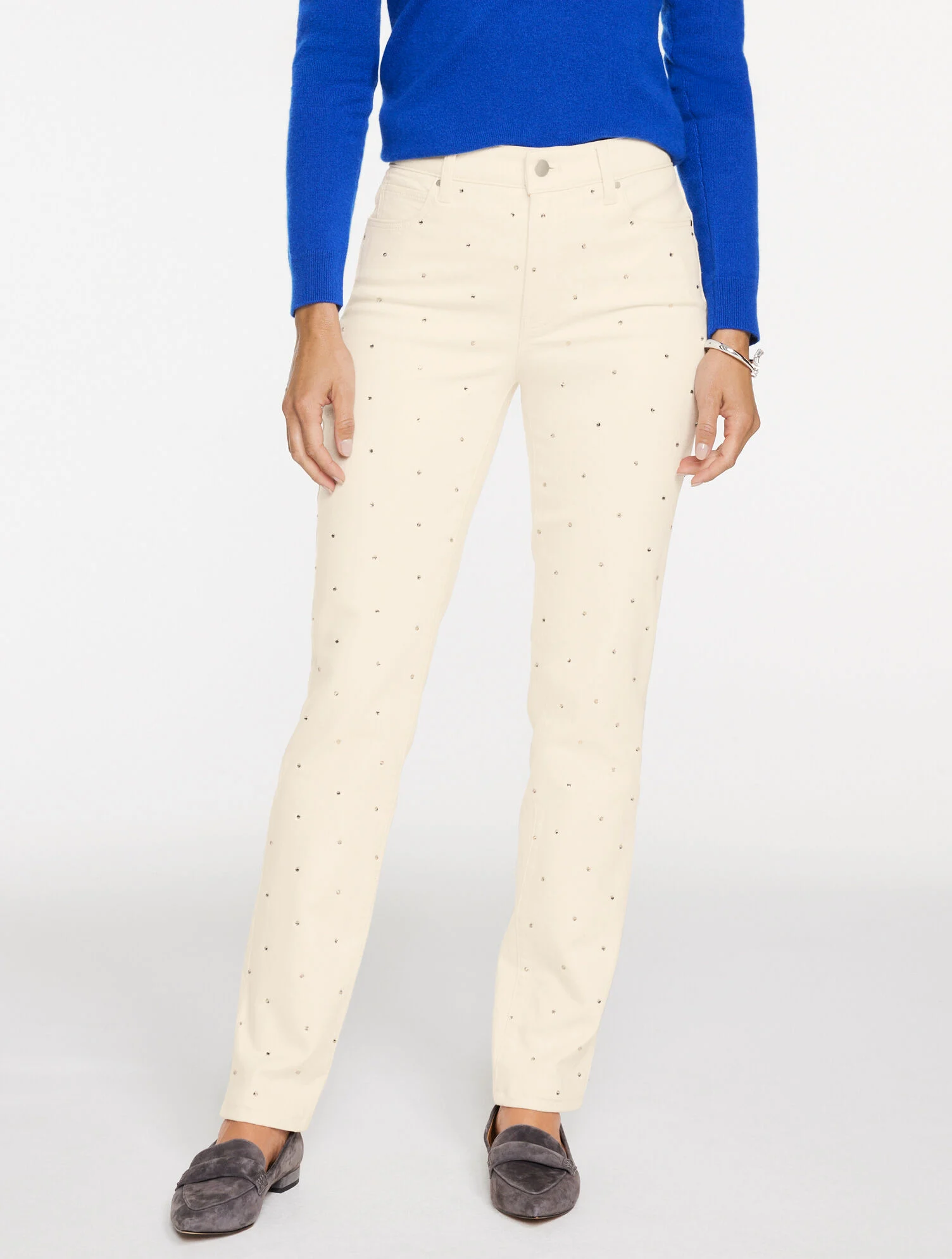 Straight Leg Rhinestone Jeans