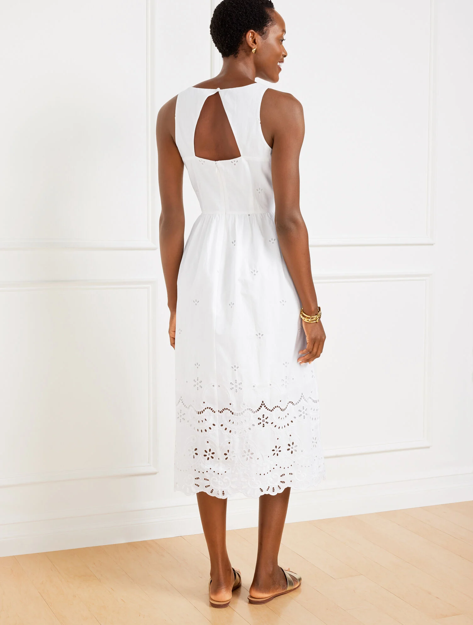Eyelet Border Square Neck Dress