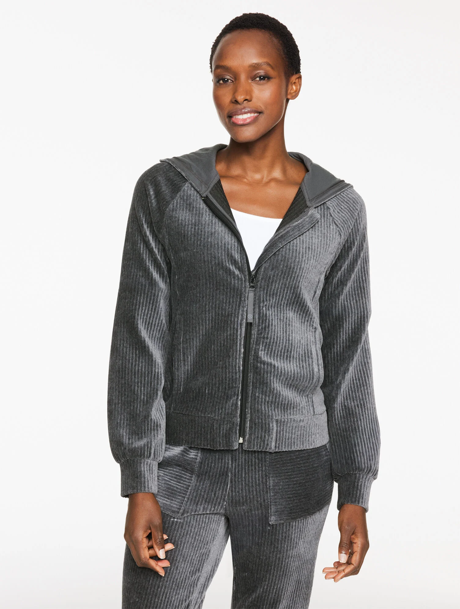Sky Lounge Velour Full-Zip Hoodie