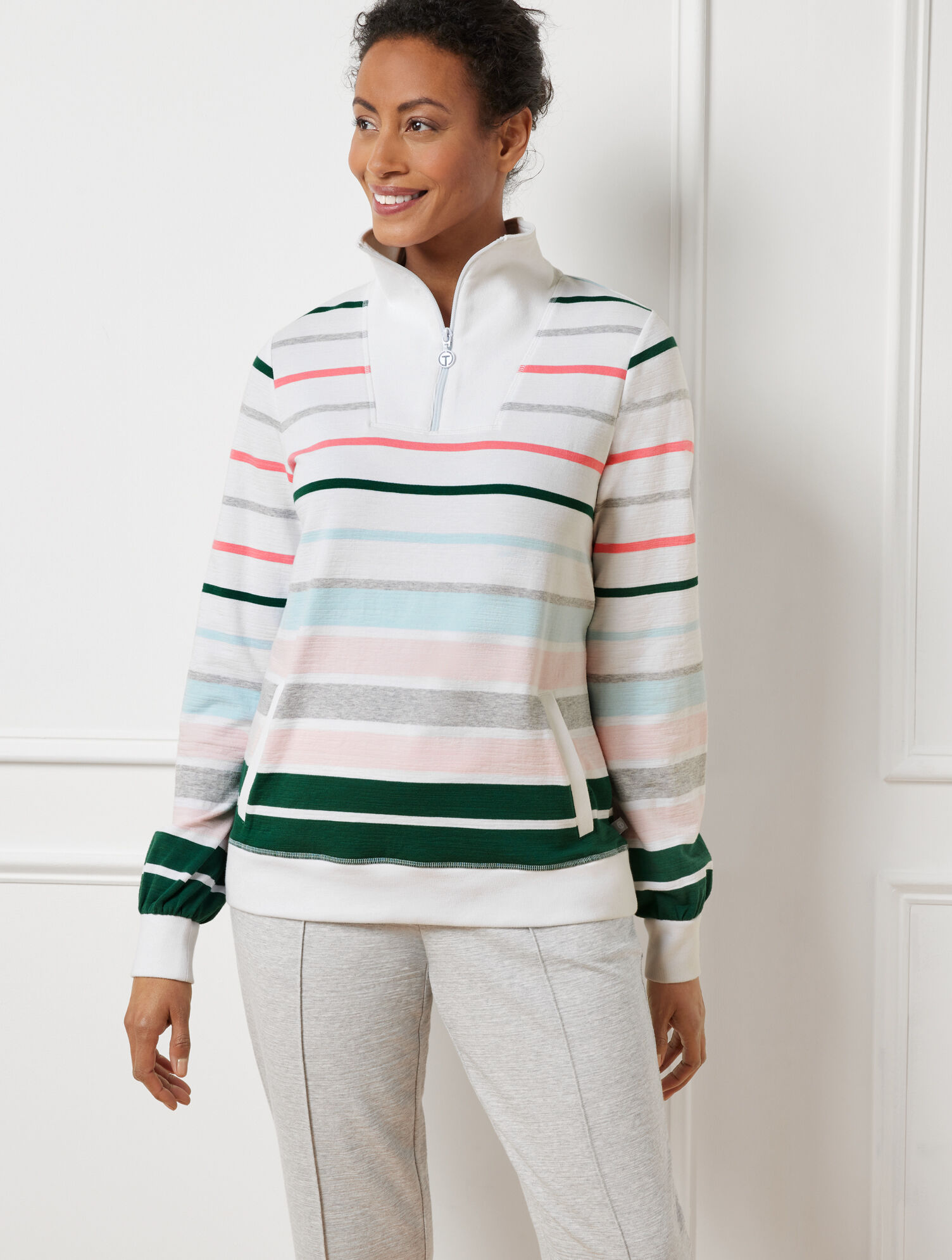 Cozy Crush Half-Zip Pullover - Budding Stripe