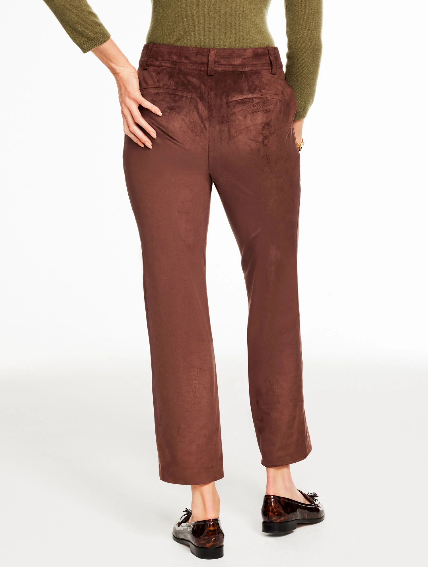 Slim Wide Ankle Faux Suede Pants