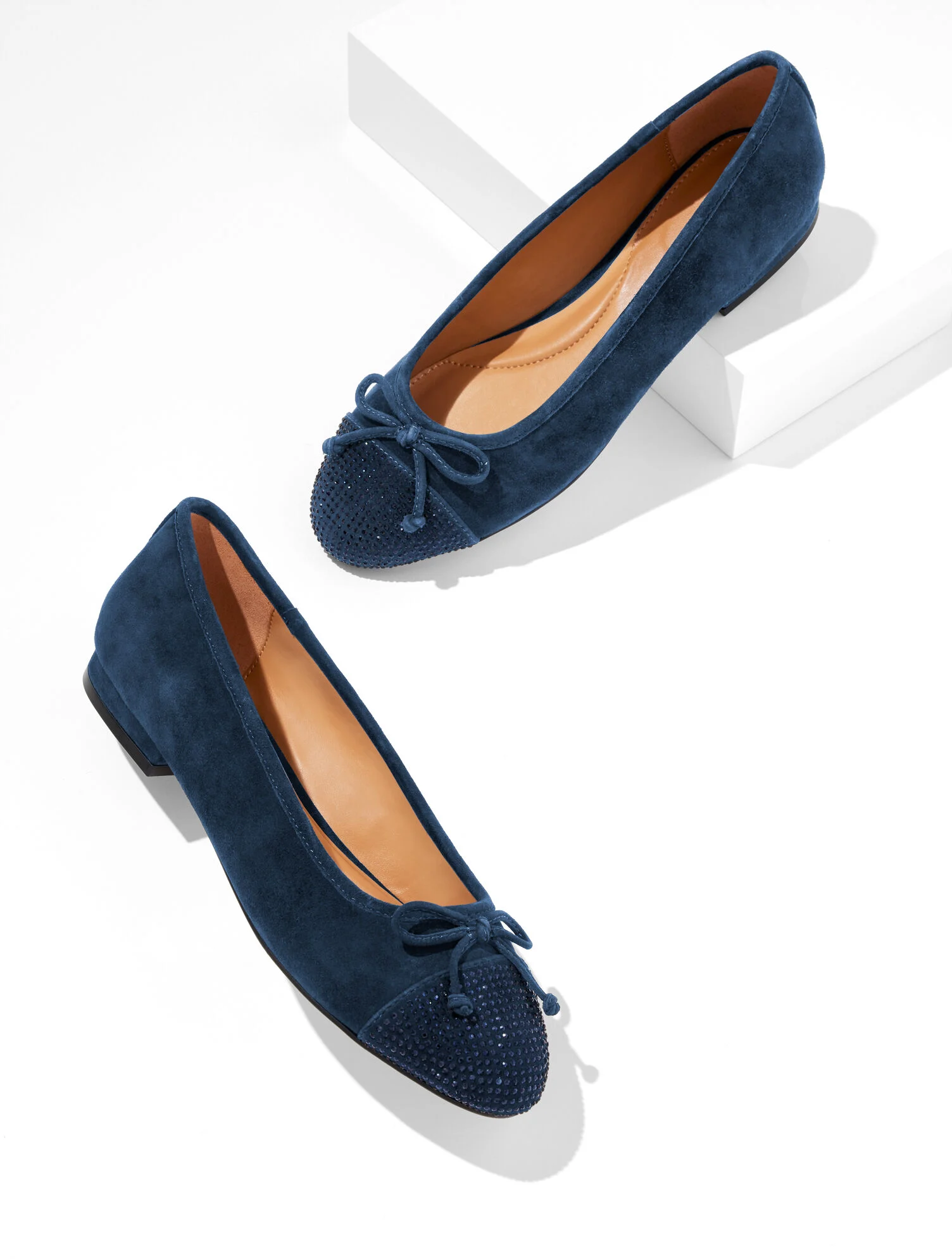 Madison Rhinestone Suede Ballet Flats
