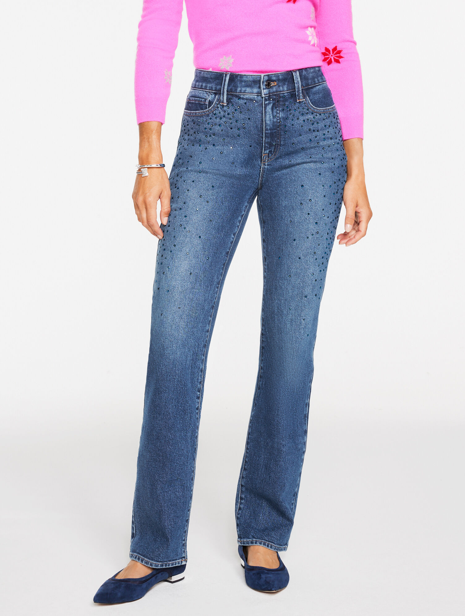 Barely Boot Rhinestone Jeans - Vivienne Wash
