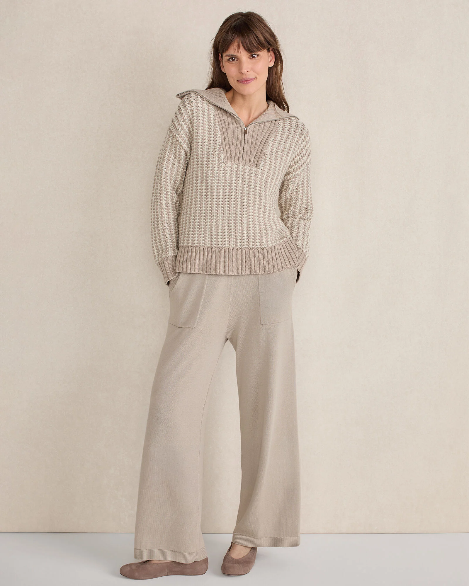 Organic Cotton Knit Wide Leg Pants